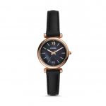Carlie Mini Three Hand Black Leather Watch