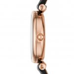 Carlie Mini Three Hand Black Leather Watch