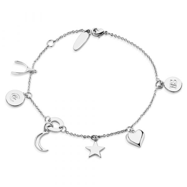 Amy Silver Plated Bracelet with Multi Charms (BL010SR)