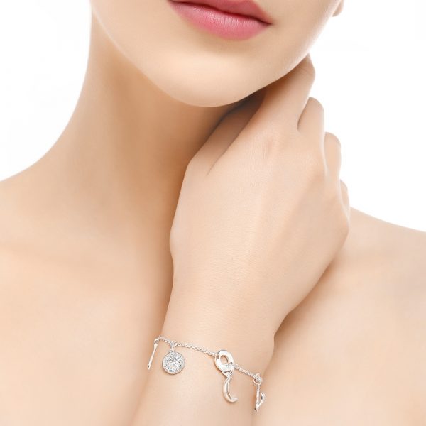 Amy Silver Plated Bracelet with Multi Charms (BL010SR)