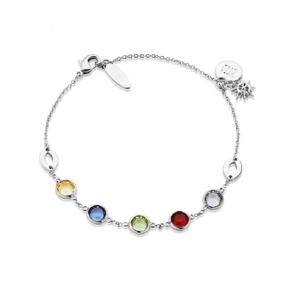 Amy Silver Bracelet with Coloured Stones (BL014SR)