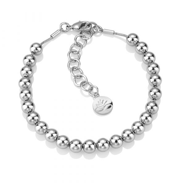 Rhodium Plated Small Beaded Bracelet (EOJ109SR)