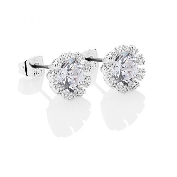 Small Flower Earrings with Clear Stones (ER1831C)