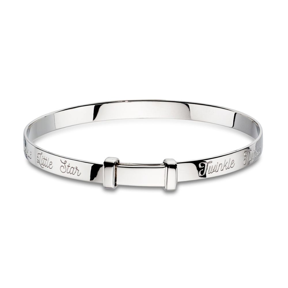 Little Star Twinkle Diamond Christening Bangle LSB0024 RJ Barber Sons