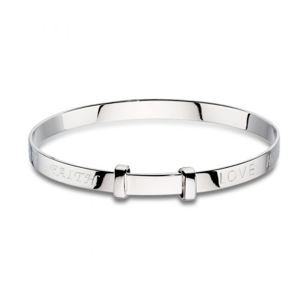 Faith - Plain Love, Hope and Faith Christening Bangle (LSB0026)