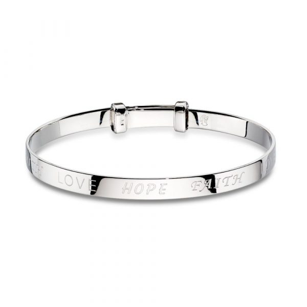 Faith - Plain Love, Hope and Faith Christening Bangle (LSB0026)