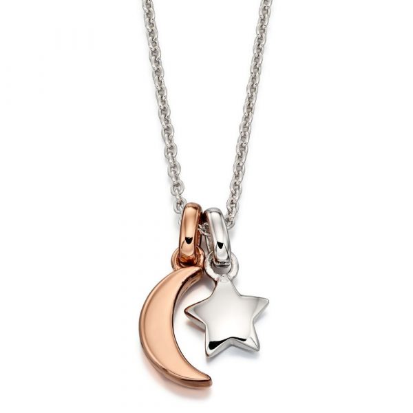 Collette Rose Gold Plated Double Star and Moon Necklace (LSN0123)