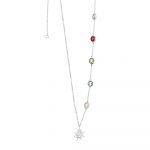 Amy Silver Plated Necklace with Coloured Stones (NL014SR)