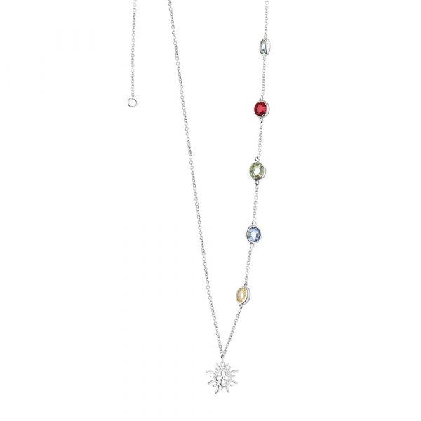 Amy Silver Plated Necklace with Coloured Stones (NL014SR)