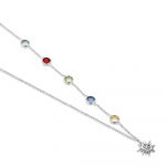 Amy Silver Plated Necklace with Coloured Stones (NL014SR)