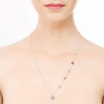 Amy Silver Plated Necklace with Coloured Stones (NL014SR)