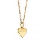 14k gold plated heart charm pendant with a protective anti tarnish layer, representing love, presented in a Newbridge Silverware gift box. Product dimensions Heart 10mm diameter chain length 570mm including a slider mechanism for easy adjustment .