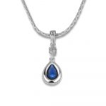 Drop Pendant with Clear and Sapphire Blue Stone (P423SB)