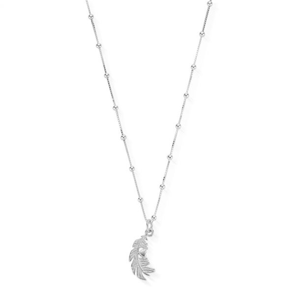 Bobble Chain Heart in Feather Necklace (SNBB596)