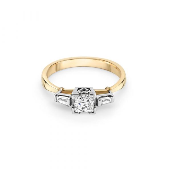 18ct Yellow and White Gold Three Stone Engagement Ring