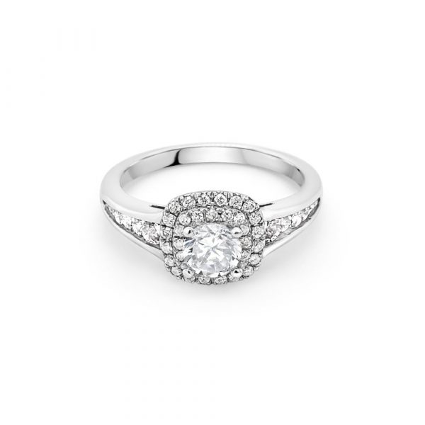 18ct White Gold Halo Engagement Ring