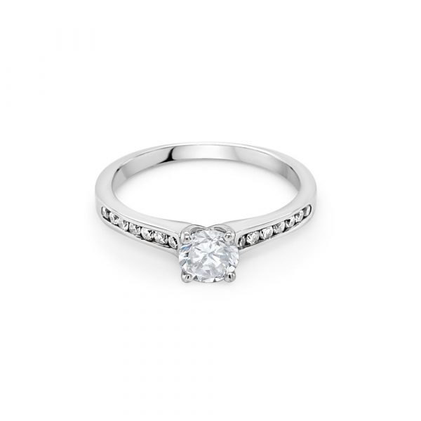 18ct White Gold Centre Stone with Shoulders Engagement Ring