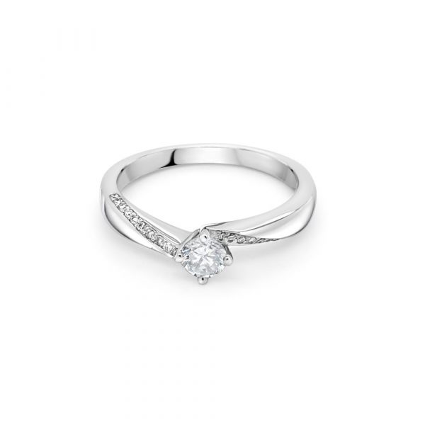 18ct White Gold Centre Stone with Shoulders Engagement Ring