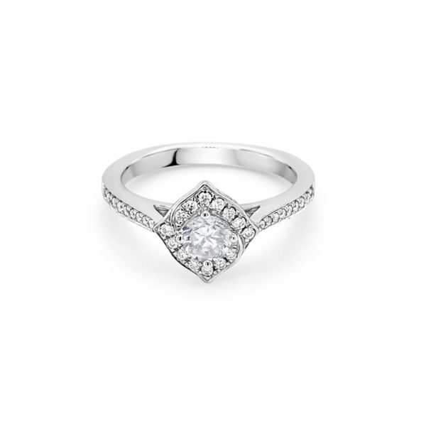 18ct White Gold Halo Engagement Ring