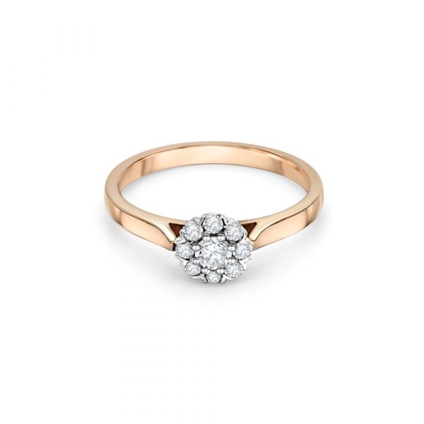 18ct Rose Gold Halo Engagement Ring