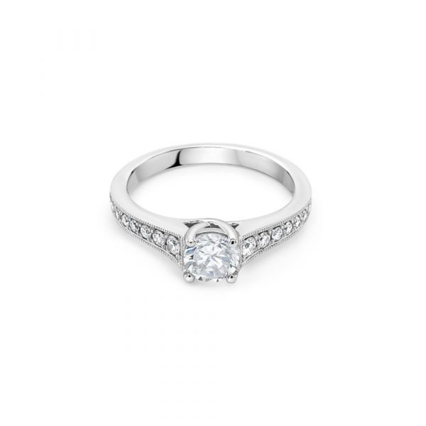 18ct White Gold Centre Stone with Shoulders Engagement Ring