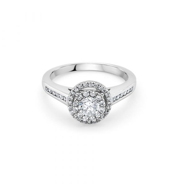 18ct White Gold Halo Engagement Ring