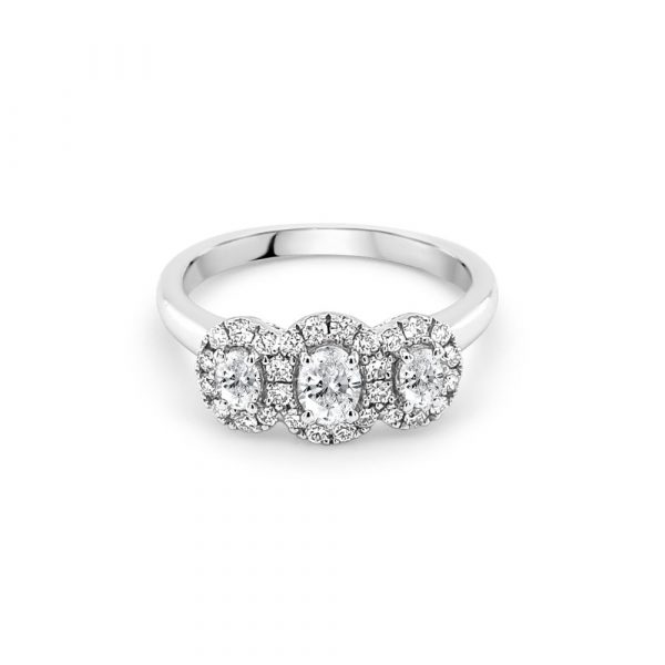 18ct White Gold Halo Engagement Ring