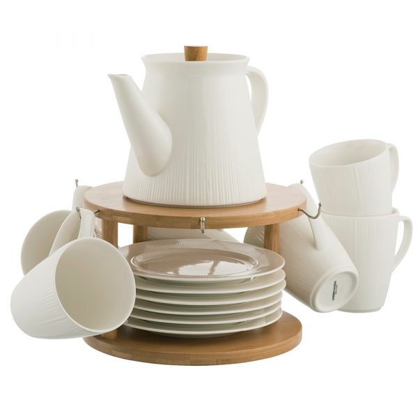 Belleek Living Pekoe 13 Piece Set and Stand (9430)