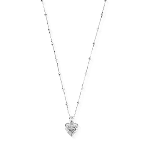 Bobble Chain Heart Necklace (SNBB691)