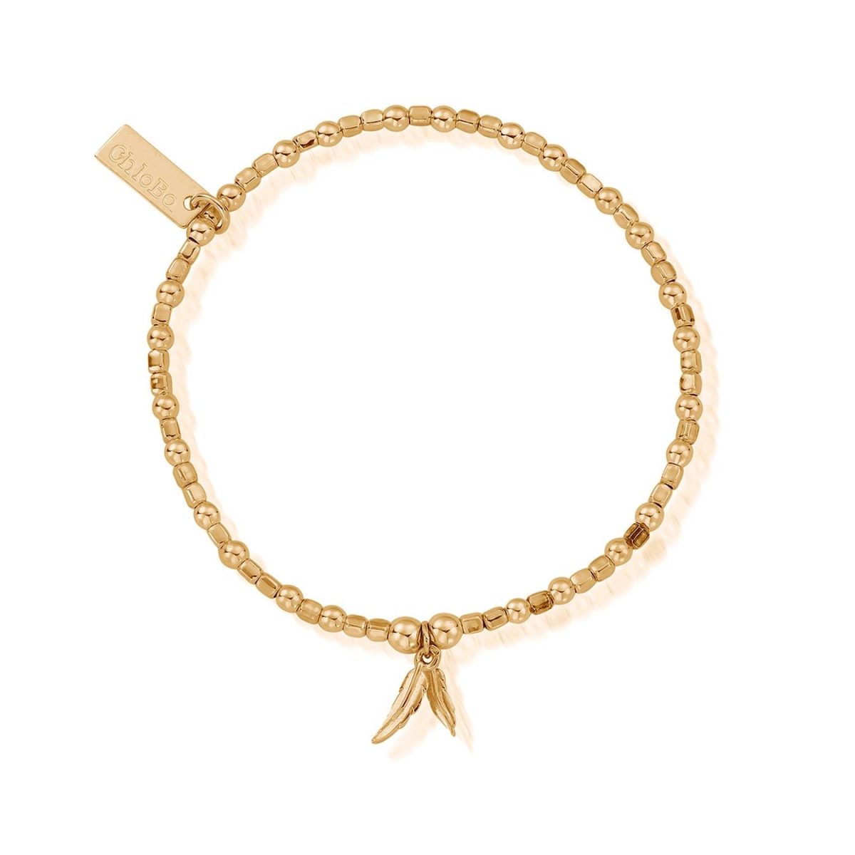 Mini Cube Double Feather Bracelet - Gold (EGBCFB1096)