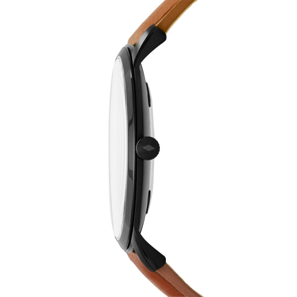 The Minimalist Three-Hand Light Brown Leather - Black Dial (FS5305)