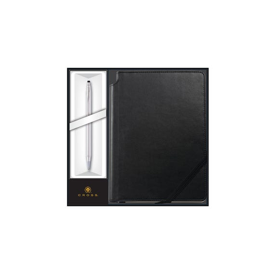 Classic Century Lustrous Chrome Ballpoint with Classic Black Journal Gift Set (3502/1M)