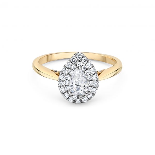 18ct Yellow Gold Halo Engagement Ring