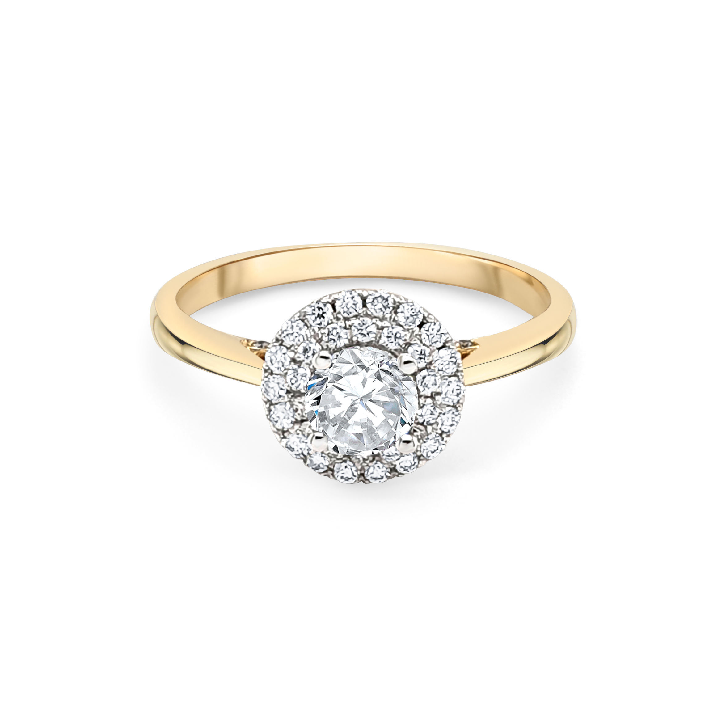 18ct Yellow Gold Halo Engagement Ring - RJ Barber & Sons