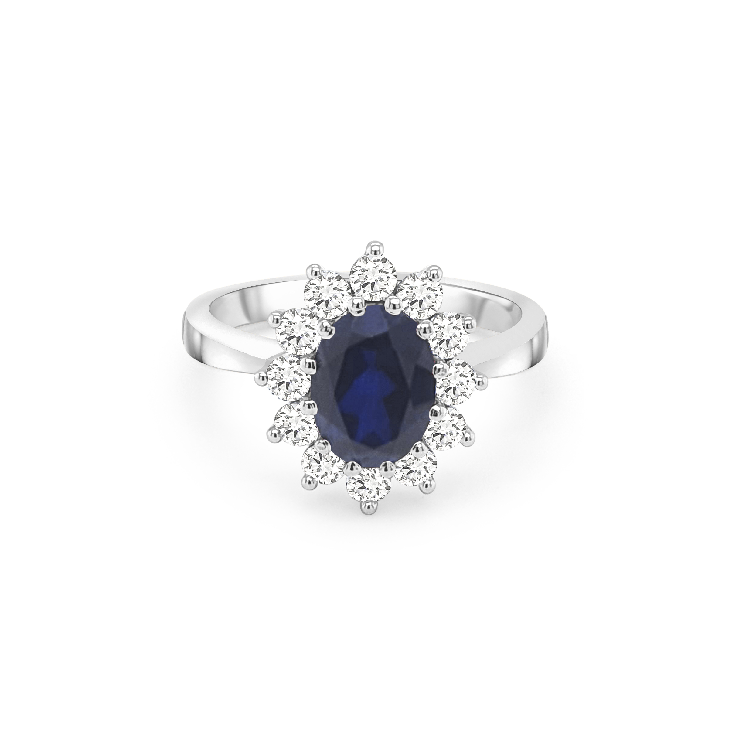 9ct White Gold Blue and White Cubic Zirconia Cluster Ring - RJ Barber ...