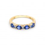 9ct Yellow Gold Blue and White Stone Ring