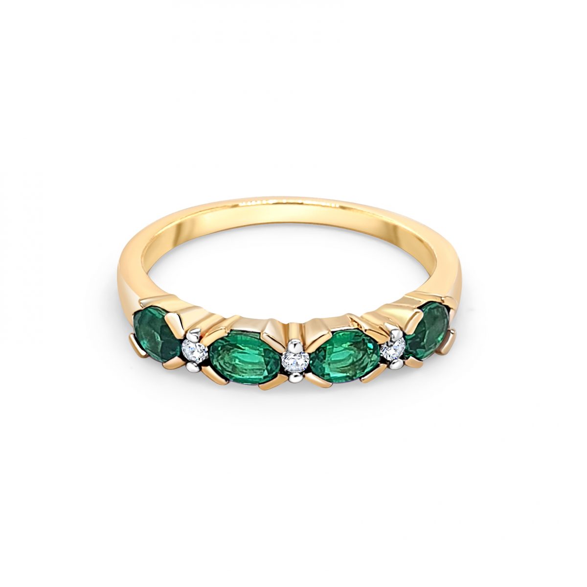 9ct Yellow Gold Green and White Stone Ring