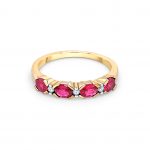 9ct Yellow Gold Red and White Stone Ring