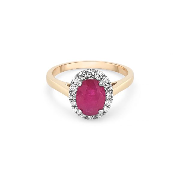 9ct Yellow Gold Ruby and Diamond Dress Ring