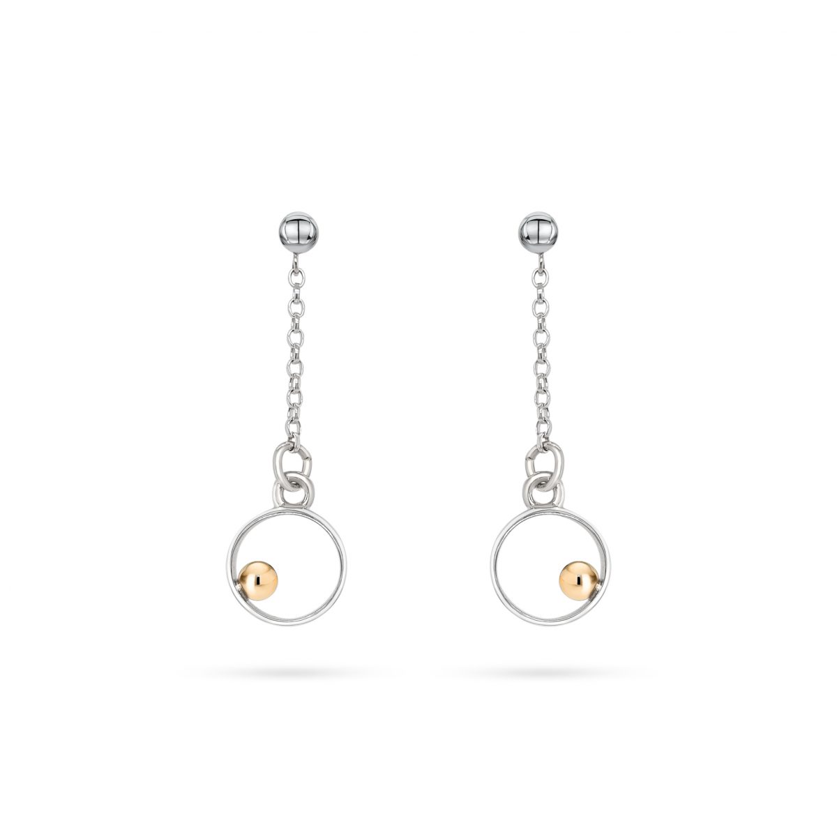 Cathal Barber Goldsmith Circle Drop Earrings in Silver and Gold