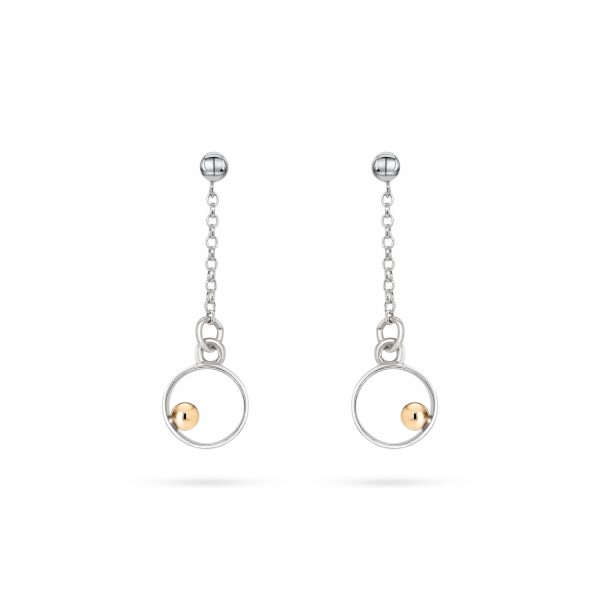 Cathal Barber Goldsmith Circle Drop Earrings in Silver and Gold