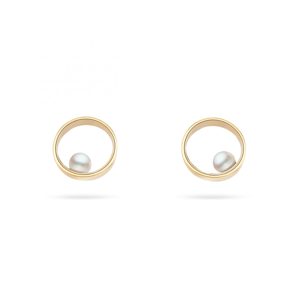 Cathal Barber Goldsmith Circle Earrings in Gold with Pearls