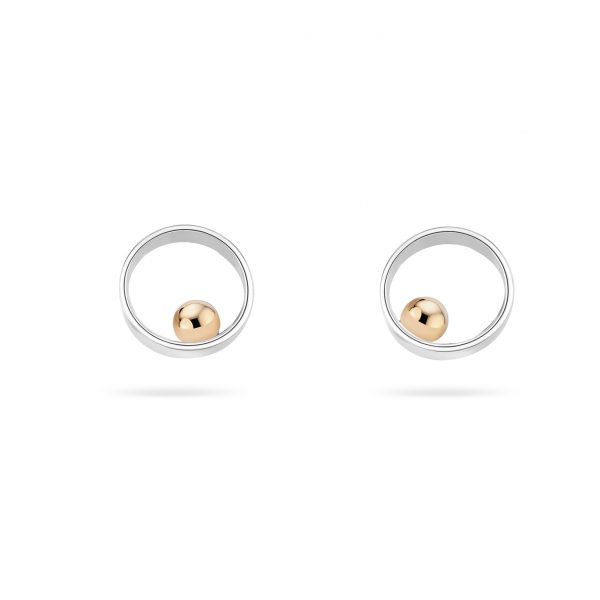 Cathal Barber Goldsmith Circle Earrings in Silver and Gold