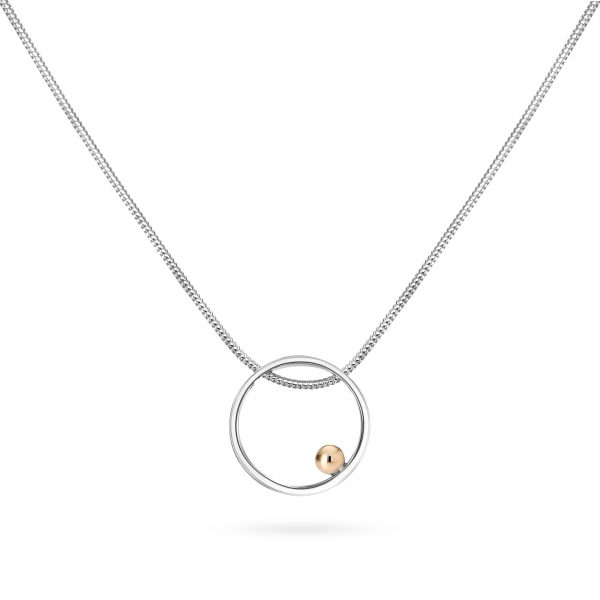 Cathal Barber Goldsmith Circle Pendant in Silver and Gold