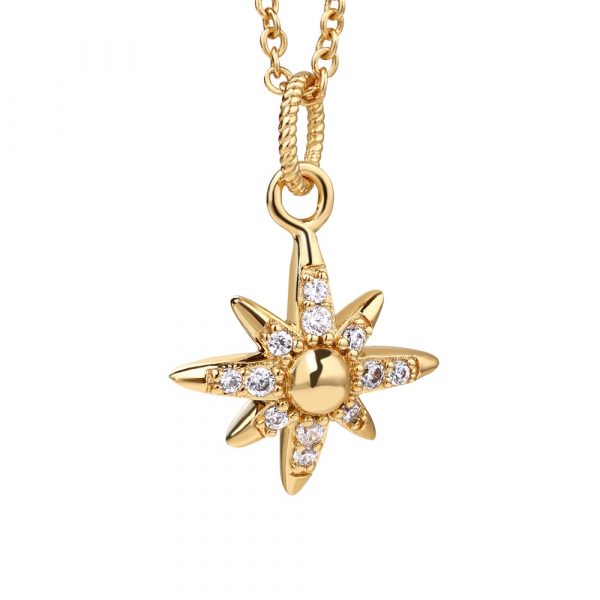 Newbridge Silverware Gold Plated Star Pendant with Clear Stones (P022)