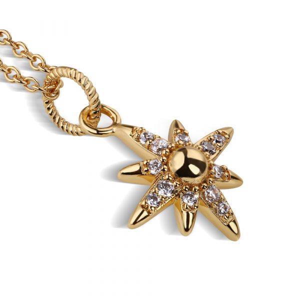 Newbridge Silverware Gold Plated Star Pendant with Clear Stones (P022)