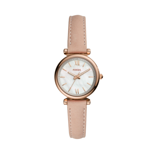 Fossil Carlie Mini Three-Hand Blush Leather Watch (ES4699)