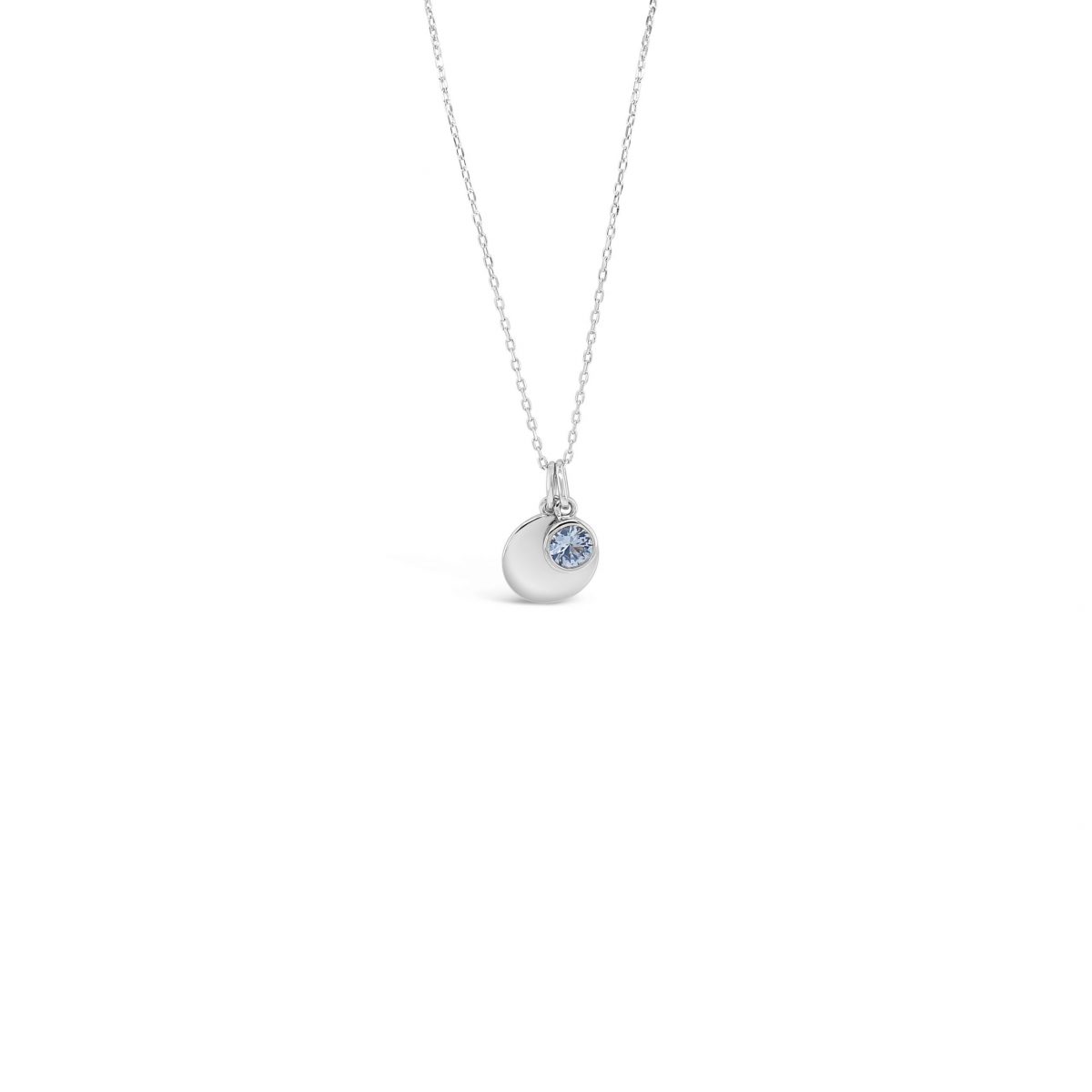 Absolute Silver Birthstone Disc Pendant - March (SP200MAR)