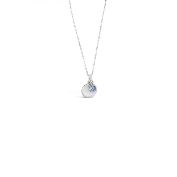 Absolute Silver Birthstone Disc Pendant - March (SP200MAR)