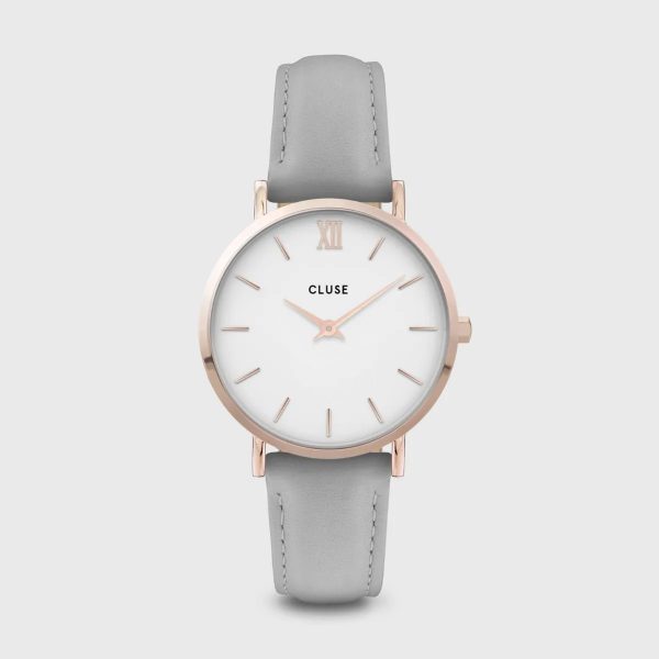 Cluse Minuit Leather Grey and Rose Gold Colour (CW0101203010)